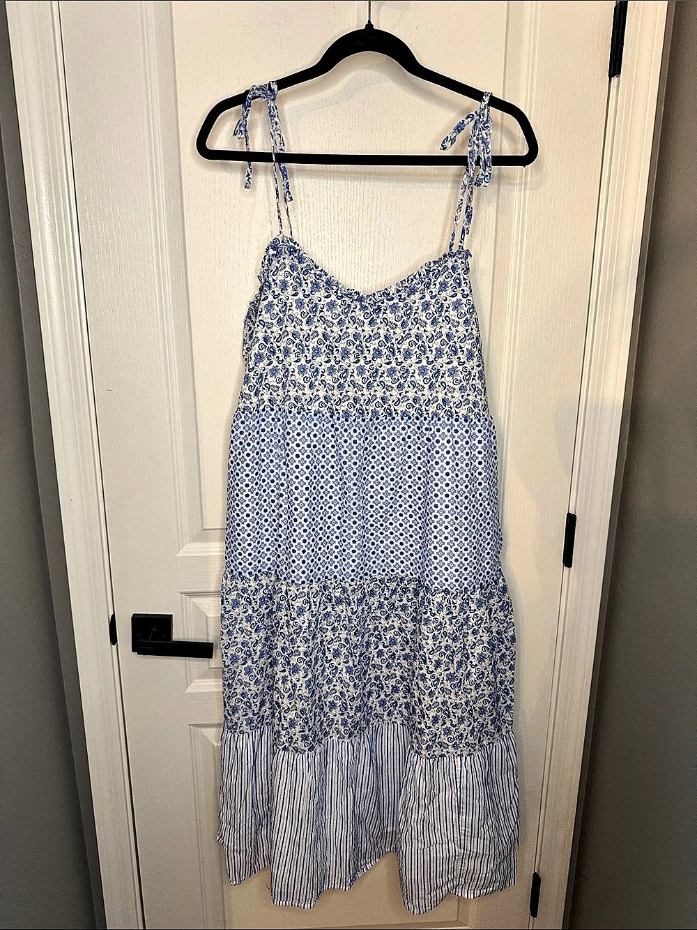 J.CREW Floral Maxi Dress in Blue & White Size Large